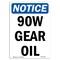 Signmission OSHA Notice Sign, 90W Gear Oil, 14in X 10in Rigid Plastic, 10" W, 14" H, Portrait OS-NS-P-1014-V-10024 - alternate 1